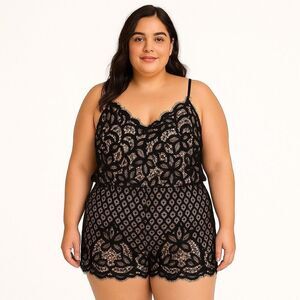 NWOT SHEIN Black and Beige sleeveless adjustable spaghetti strap romper size 3X